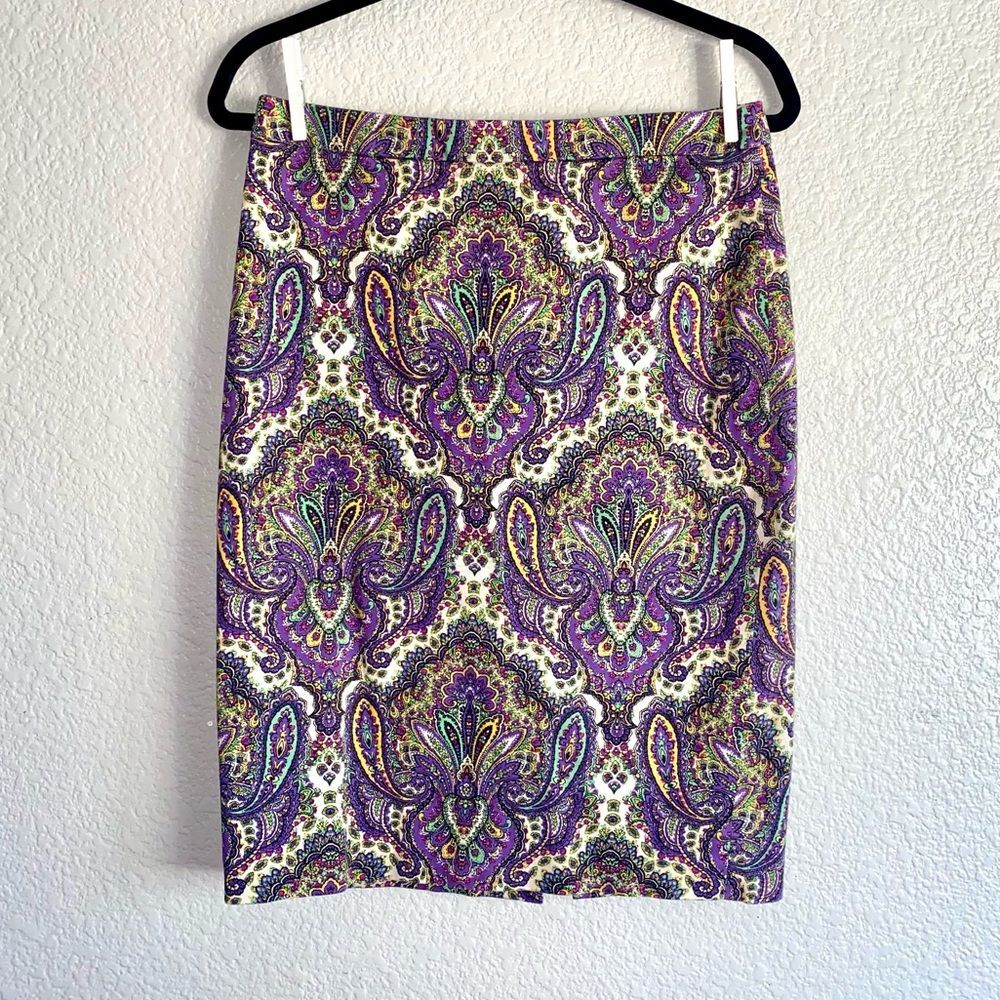 J.CREW Purple Paisley Pencil Skirt Women’s Size 4